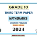 English Medium 2024 Grade 10 Mathematics 3rd Term Test Paper Western Province