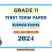 English Medium 2024 Grade 11 Business Studies 1st Term Test Paper