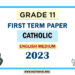 English Medium 2023 Grade 11 Catholic 1st Term Test Paper