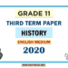 English Medium Grade 11 History 3rd Term Test Paper 2020