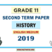 English Medium Grade 11 History 2nd Term Test Paper 2019