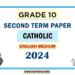 English Medium 2024 Grade 10 Catholic 2nd Term Test Paper