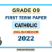 English Medium Grade 09 Catholic 1st Term Test Paper 2022