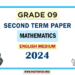 English Medium 2024 Grade 09 Mathematics 2nd Term Test Paper