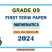 English Medium 2024 Grade 09 Mathematics 1st Term Test Paper