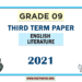 Grade 09 English Literature 3rd Term Test Paper 2021