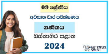 Western Province 2024 Grade 09 Mathematics 3rd Term Test Paper