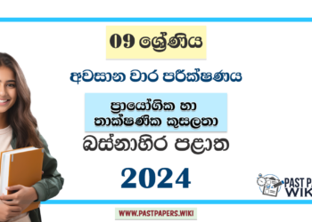 Western Province 2024 Grade 09 PTS 3rd Term Test Paper