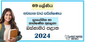 Western Province 2024 Grade 09 PTS 3rd Term Test Paper