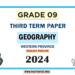 English Medium 2024 Grade 09 Geography 3rd Term Test Paper Western Province