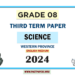 English Medium 2024 Grade 08 Science 3rd Term Test Paper Western Province