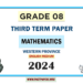 English Medium 2024 Grade 08 Mathematics 3rd Term Test Paper Western Province