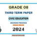 English Medium 2024 Grade 08 Civic Education 3rd Term Test Paper Western Province