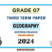English Medium 2024 Grade 07 Geography 3rd Term Test Paper Western Province