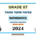 English Medium 2024 Grade 07 Mathematics 3rd Term Test Paper Western Province