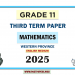 English Medium 2025 Grade 11 Mathematics 3rd Term Test Paper Western Province