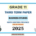 English Medium 2025 Grade 11 Business Studies 3rd Term Test Paper North Western Province