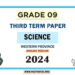 English Medium 2024 Grade 09 Science 3rd Term Test Paper Western Province