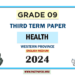English Medium 2024 Grade 09 Health 3rd Term Test Paper Western Province