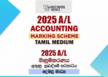 2025 A/L Accounting Marking Scheme | Tamil Medium