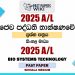 2025 A/L Bio Systems Technology Paper | Sinhala Medium