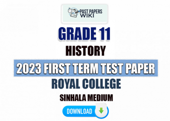 Royal College 2023 Grade 11 History 1st Term Test Paper