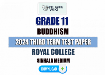 Royal College 2024 Grade 11 Buddhism 3rd Term Test Paper