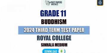 Royal College 2024 Grade 11 Buddhism 3rd Term Test Paper