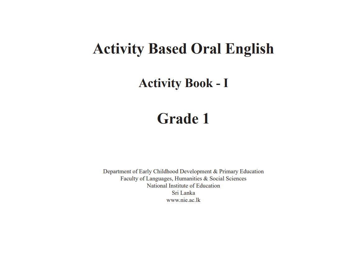Grade 01 Activity Based Oral English Activity Book I Cover