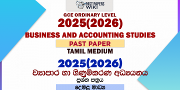 2025(2026) O/L Business and Accounting Studies Past Paper | Tamil Medium