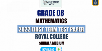 Royal College 2022 Grade 08 Maths 1st Term Test Paper