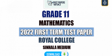 Royal College 2022 Grade 11 Maths 1st Term Test Paper