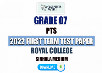 Royal College 2022 Grade 07 PTS 1st Term Test Paper