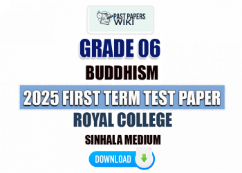 Royal College 2025 Grade 06 Buddhism 1st Term Test Paper