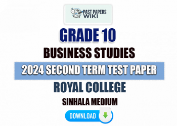 Royal College 2024 Grade 10 Business Studies 2nd Term Test Paper