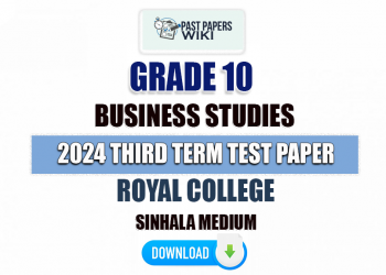 Royal College 2024 Grade 10 Business Studies 3rd Term Test Paper