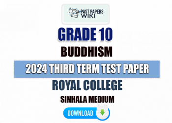 Royal College 2024 Grade 10 Buddhism 3rd Term Test Paper