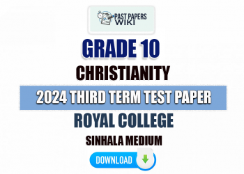 Royal College 2024 Grade 10 Christianity 3rd Term Test Paper