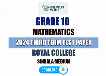 Royal College 2024 Grade 10 Maths 3rd Term Test Paper