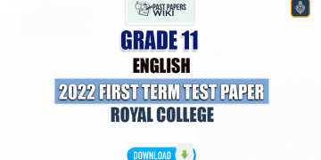 Royal College 2022 Grade 11 English 1st Term Test Paper