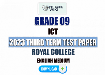 Royal College 2023 Grade 09 ICT 3rd Term Test Paper(English Medium)