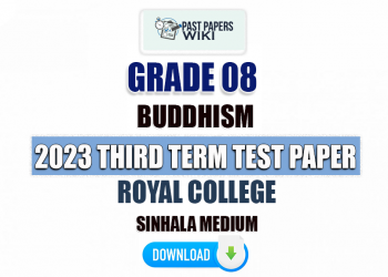 Royal College 2023 Grade 08 Buddhism 3rd Term Test Paper