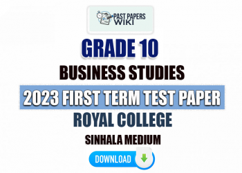 Royal College 2023 Grade 10 Business Studies 1st Term Test Paper