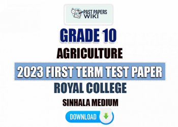 Royal College 2023 Grade 10 Agriculture 1st Term Test Paper
