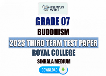 Royal College 2023 Grade 07 Buddhism 3rd Term Test Paper