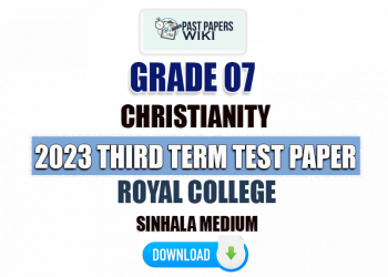 Royal College 2023 Grade 07 Christianity 3rd Term Test Paper