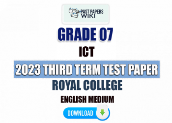 Royal College 2023 Grade 07 ICT 3rd Term Test Paper(English Medium)