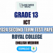 Royal College 2024 Grade 13 ICT 2nd Term Test Paper(English Medium)