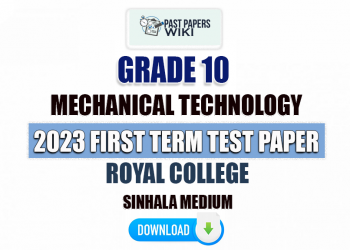 Royal College 2023 Grade 10 Mechanical Technology 1st Term Test Paper