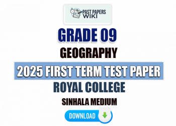 Royal College 2025 Grade 09 Geography 1st Term Test Paper
